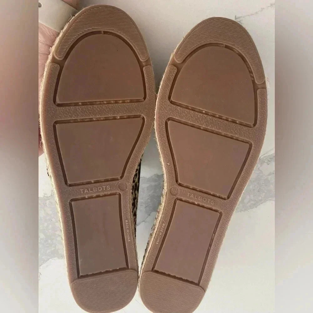 Talbots Leopard Calf Hair Cap Toe Leather Espadrille Flat Loafer Slip-On 8.5 NEW - Picture 6 of 9